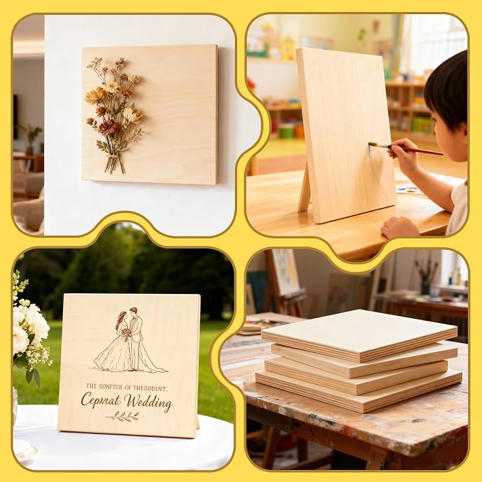 FSWCCK 5 Pack 12 x 12 inch Wood Panel Boards, Unfinished Wood Canvas Wooden - Image 7