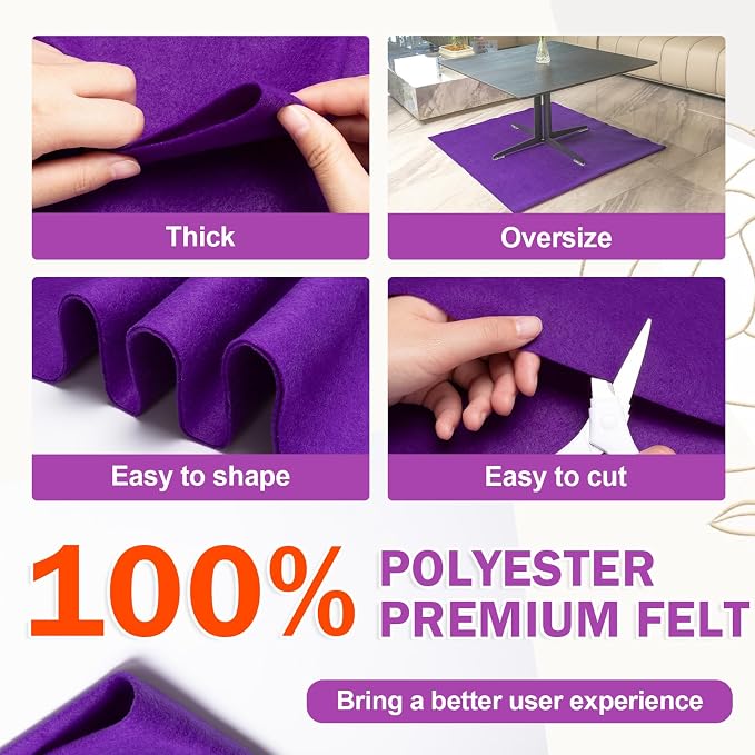 XSEINO Purple Large Felt Fabric 108" X 36 ", 1.4 mm Thick Soft Felt Fabric Sheet - Image 4