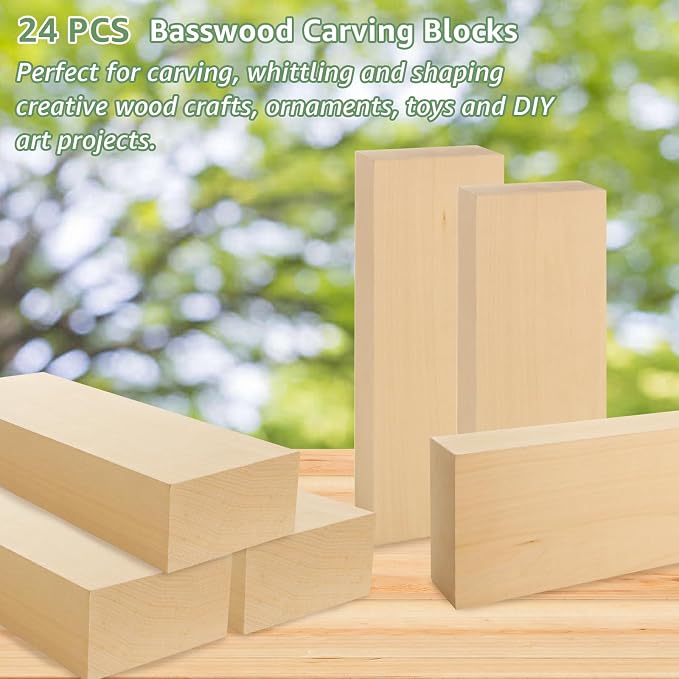 2 Pack Unfinished Basswood Carving Blocks, Christmas DIY Supplies - Image 3