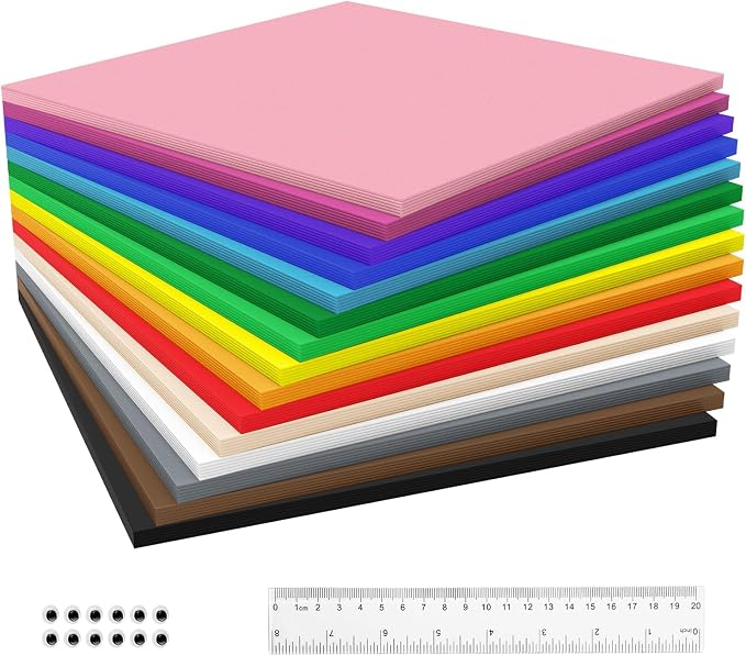 Foam Sheets 90 Pack, 8 x 8 Inch, 15 Assorted Colors, 1mm Thick EVA Foam Paper by Conchpeopleforoutdoorsports