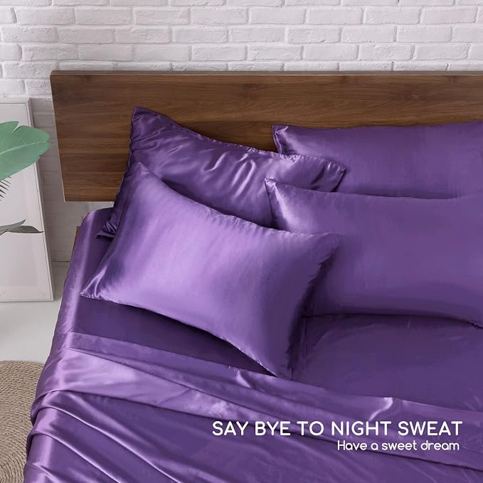 MR&HM Satin Bed Sheets, King Size Sheets Set - Image 8