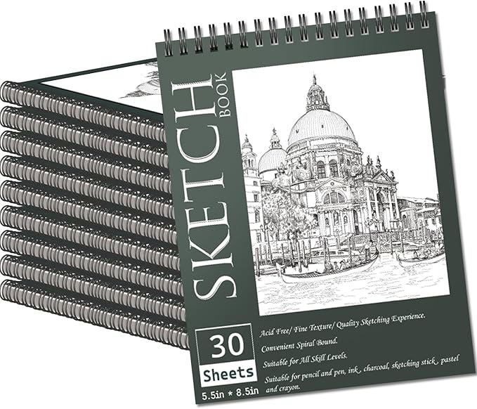 OSIMIG 10 Pack 5.5" x 8.5" Sketch Books, 300 Sheet Drawing Paper, Mini by OSIMIG