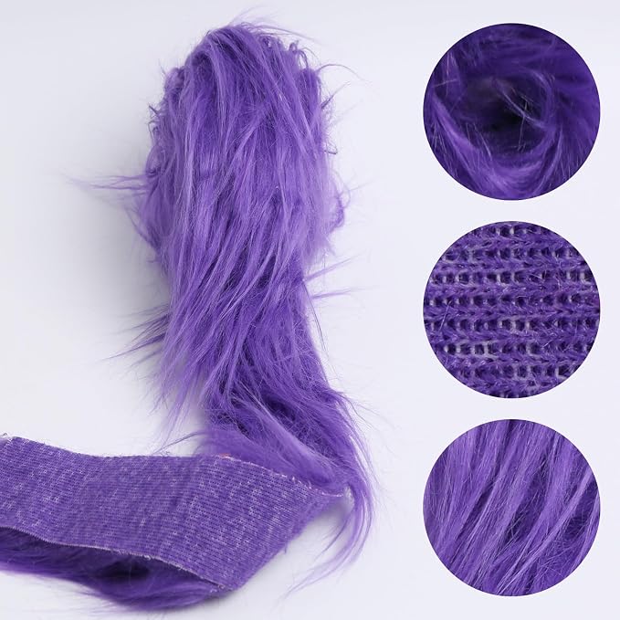 Shaggy Plush Faux Fur Fabric Precut Strips Purple Fur Fluffy Fuzzy Craft Fur - Image 2