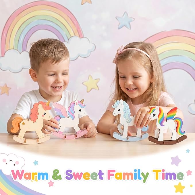 DIY 3D Unicorn Wood Crafts to Paint, Unfinished Unicorn Wooden Slices Cutout - Image 7