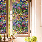 Colorful Purple Red Yellow Iris Flowers Stained Glass Window Films Decorative by Unknown