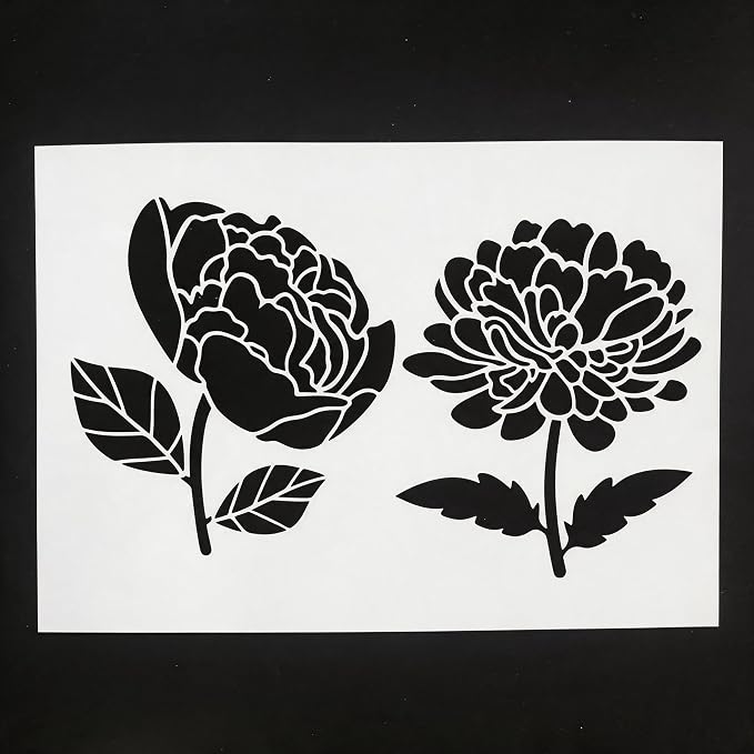 TIAMECH A4 Reusable Peony Flower Stencil - Image 2