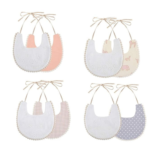 GZMM Baby Bib For Girls,Reversible Waterproof Handmade Natural Cotton Baby Drool Bib 0-12 months 4 Pack (floral mult-7, 0-12)