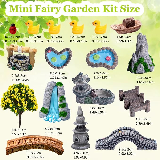 Fairy Garden Accessories 20Pcs Fairy Garden Bridge Pond Waterfall Kit | - Image 2