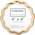 High-End Gold 4x4'' Round Zinc Alloy Picture Frames, Unique Wave Design by GorYeeFine
