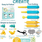 Kizzikids Cardboard Tools for Kids, Safe Cutter STEM Construction Kit | 149 PCS - Image 7