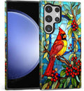 for Samsung Galaxy S24 Ultra Case, Stained Glass Cardinal Bird Pattern Glossy 2 by Teonvpu