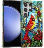for Samsung Galaxy S24 Ultra Case, Stained Glass Cardinal Bird Pattern Glossy 2 by Teonvpu