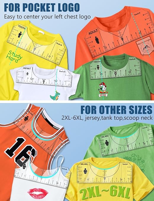 Vowlove T-Shirt Ruler Guide Alignment Tool to Center Designs, All Size Tshirt - Image 4