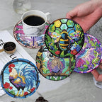 ijbnhd 8 Pack Diamond Art Coasters Kits Animals Diamond Painting Coasters | - Image 4