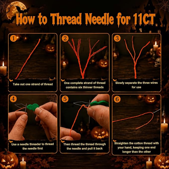 VIGEGU Witch Cross Stitch Kits for Adults Beginners, Halloween Stamped Cross - Image 6