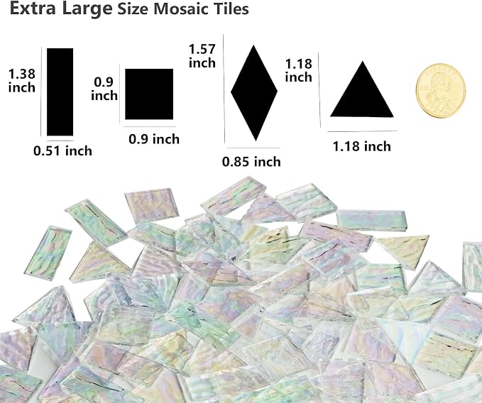 Iridescent Textured Cathedral Glass Mosaic Tiles, 200g Transparent Stained - Image 7