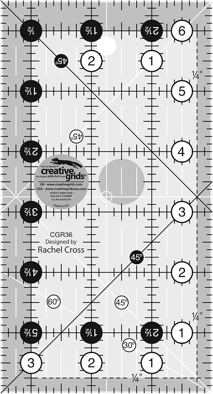 Creative Grids Quilt Ruler 3-1/2in x 6-1/2in Rectangle – CGR36 – Made in USA by CreativeGrids