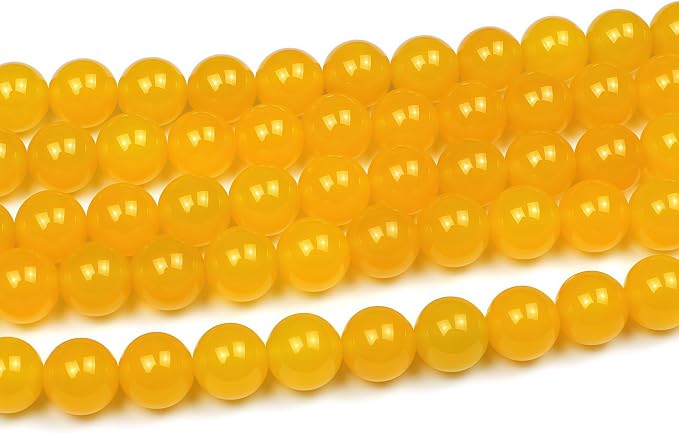 MJDCB 7A Round Natural Yellow Agate Beads Stone Loose Beads - Image 4