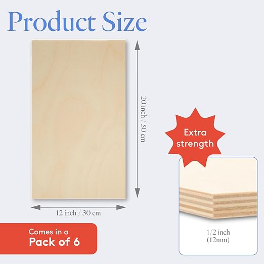 Baltic Birch Plywood 12 x 20 x 1/2 Inch - 12 mm Craft Wood - Image 2