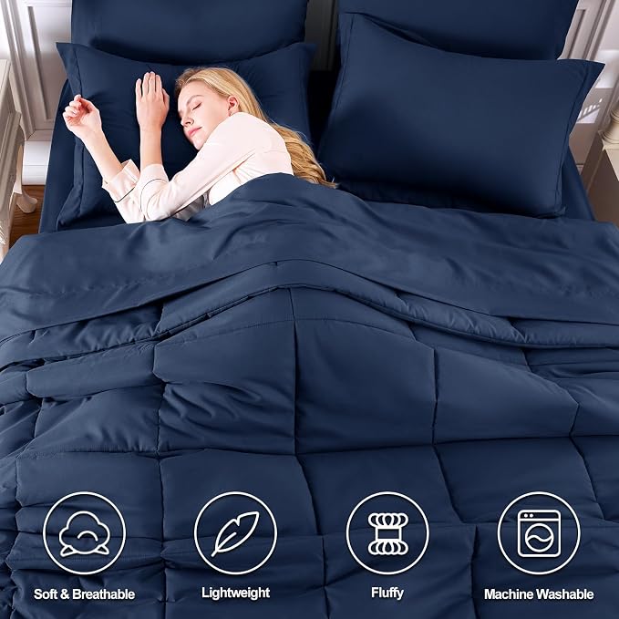 CozyLux Twin XL Comforter Set Navy Blue - Image 2