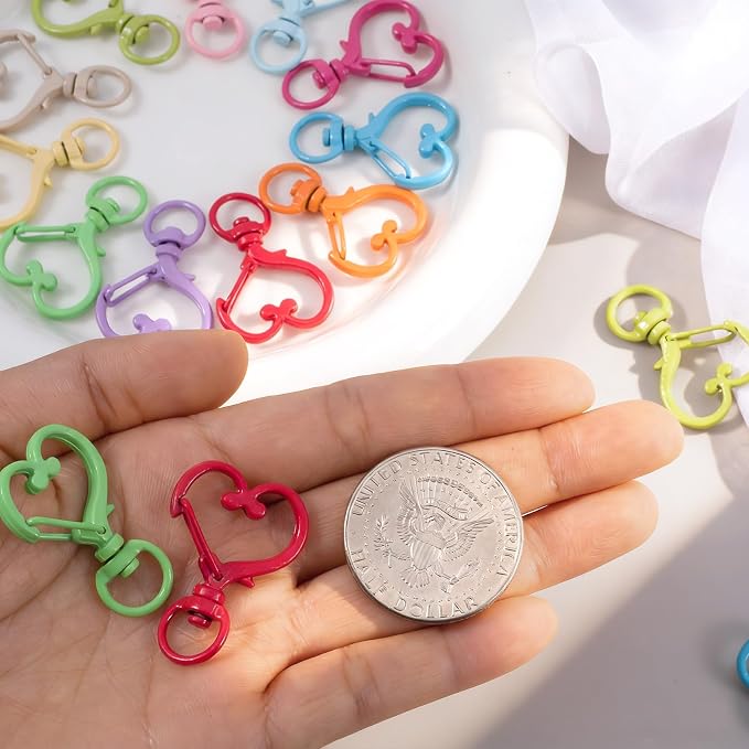 24 PCS Heart Swivel Keychain Clasps, Metal Swivel Lobster Clasp | Heavy Duty - Image 7