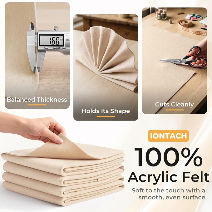 IONTACH 9" X 36" Soft Felt Sheets 1.6mm Thick | Acrylic Felt Fabric - Image 3