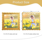12x12 Picture Frame with Mat for 10x10, Wavy Edge Wooden Real Glass Photo Frame - Image 3