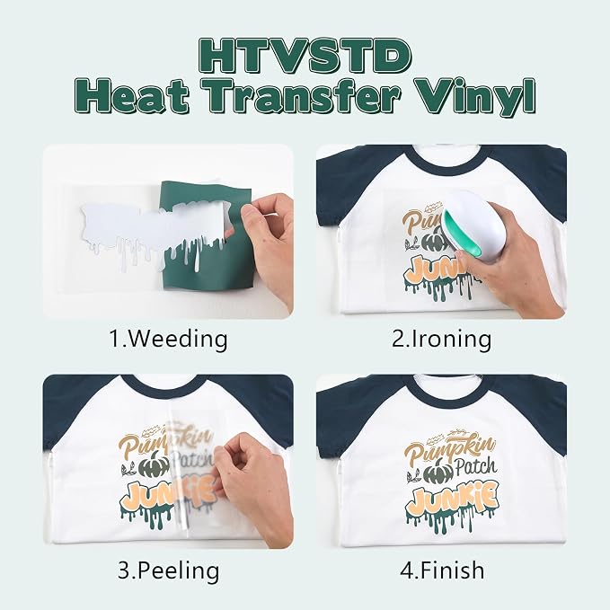 HTVSTD Boho Green HTV Heat Transfer Vinyl 8pcs 12×10in Iron on Vinyl | Dark Boho - Image 3