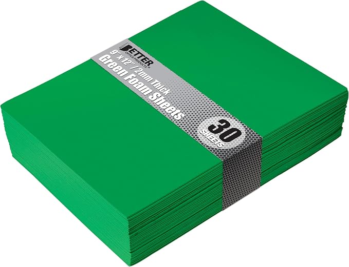 Better Office Products Green EVA Foam Sheets, 30 Pack, 2mm Thick, 9 x 12 Inch by BetterOfficeProducts