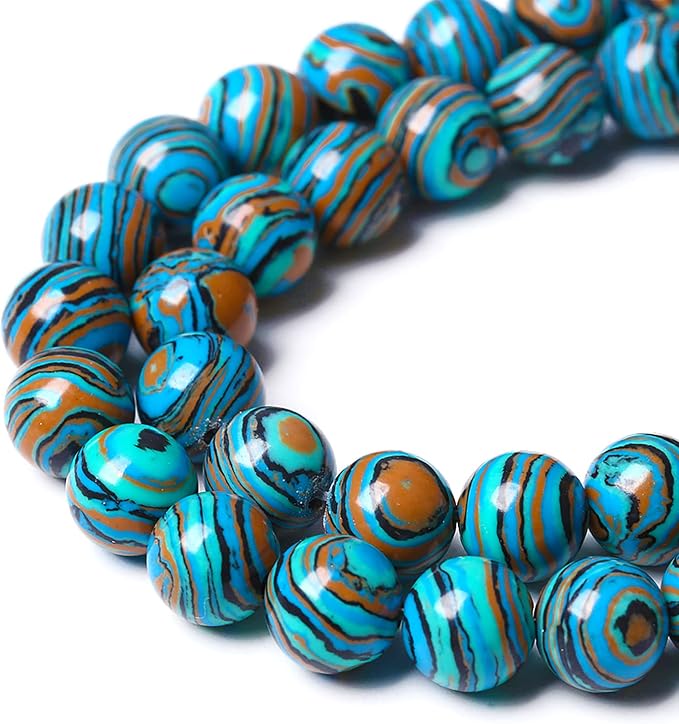 72PCS 10mm Blue Malachite Stone Beads Round Loose Gemstone Beads - Image 4