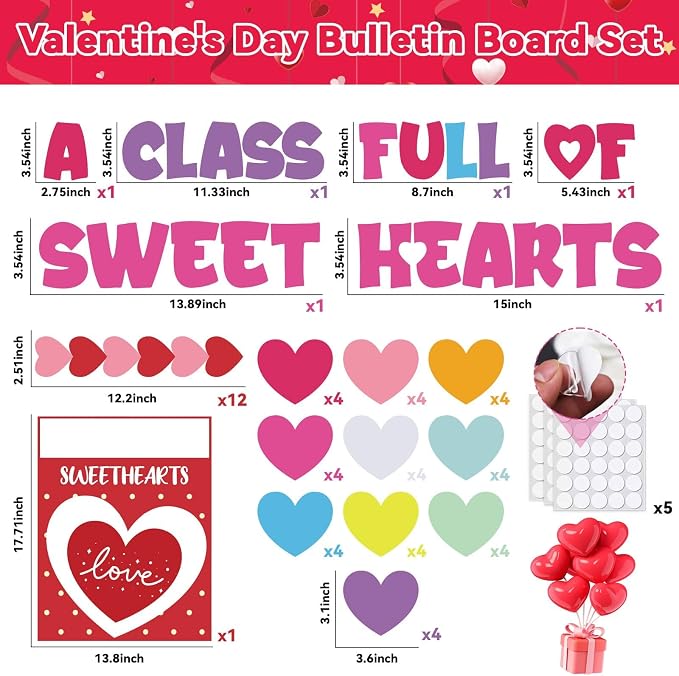 Valentine's Day Bulletin Board Set Valentine's Love Heart Classroom Decoration - Image 2