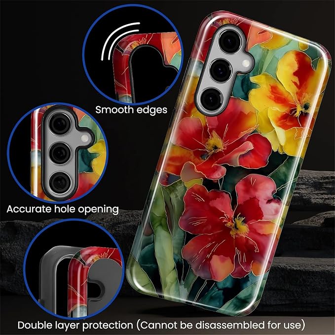 Case for Samsung Galaxy S26 Plus Case, Vintage Floral Girly Design- Hybrid Dual - Image 5