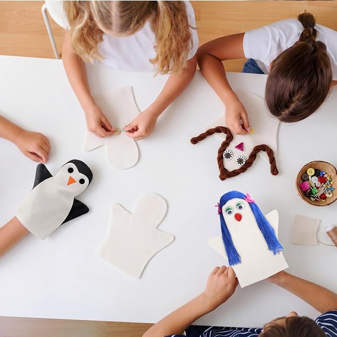 Soulchen 12 Pcs DIY Cotton Hand Puppet Kit 8 x 9.8 Inch Making Your Own Puppets - Image 4