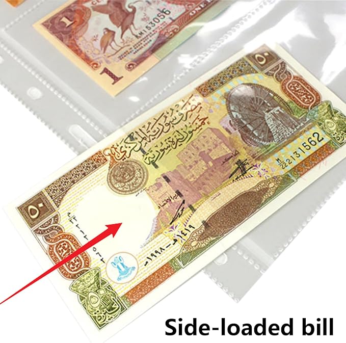 MUQING 60 Pockets Dollar Bill Holder Pages, 20 Sheets Currency Paper Money - Image 4