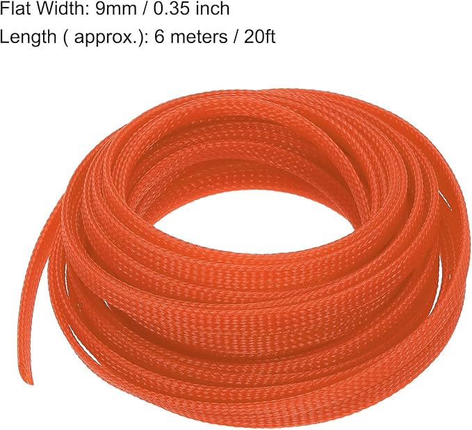 uxcell PET Expandable Sleeving 20ft 1/4" Orange Cable Management Sleeve Cord - Image 3