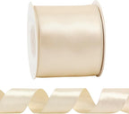 HUIHUANG Champagne Satin Wired Ribbon 2.5 inch Champagne Pink Wire Edge Ribbon - Image 7