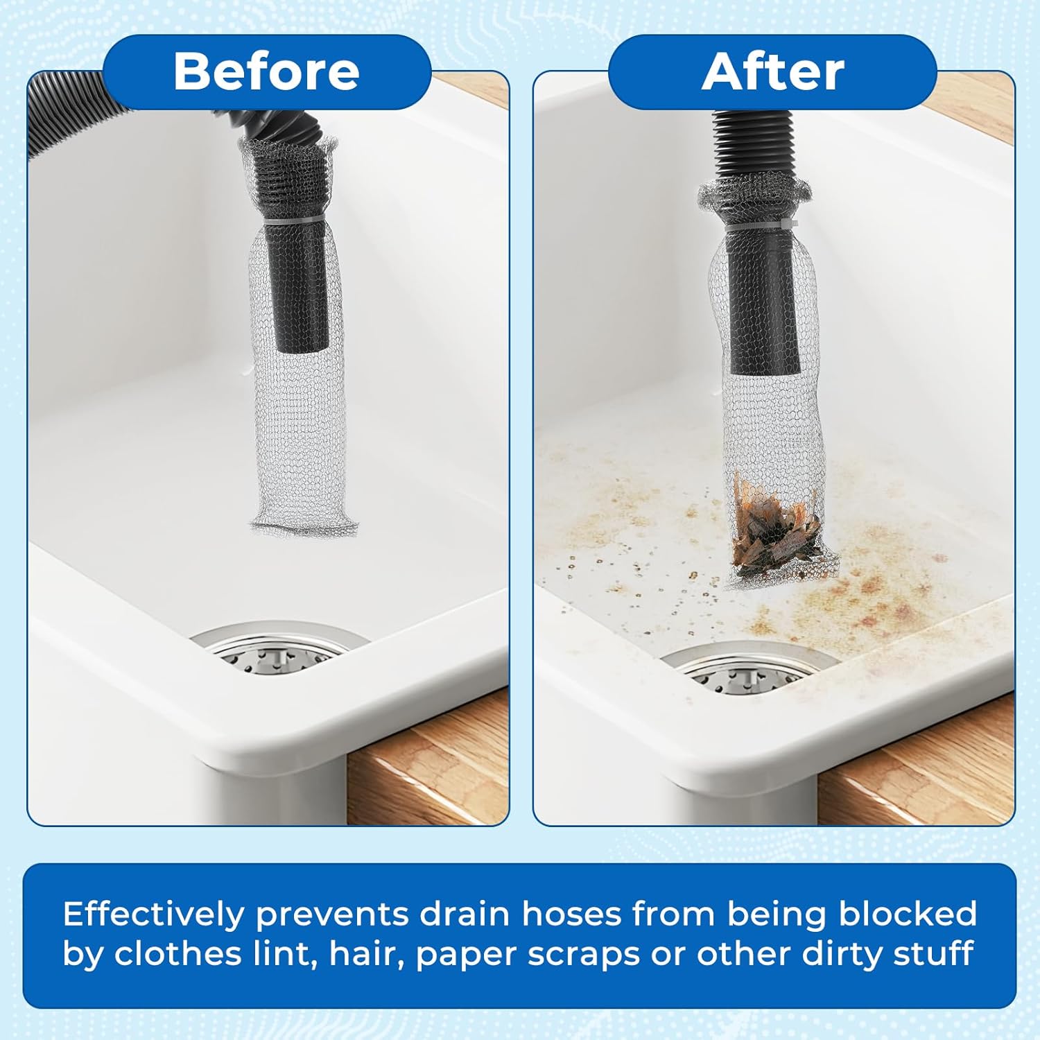 24 PCS Lint Traps, Stainless Steel Lint Catcher for Washing Machine, Pet Hair Remover for Laundry, Upgrade Traps Laundry Mesh Washer Hose Filter with 24 PCS Cable Ties