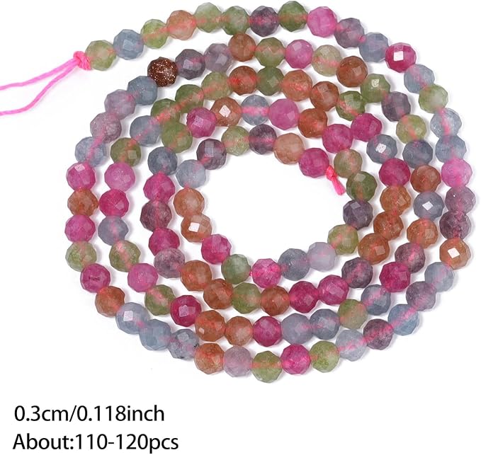 3mm 120pcs Colorful Tourmaline Tiny Gemstone Beads - Image 3