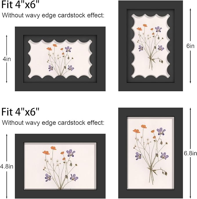4x6 Picture Frame with Real Glass, Wooden cute 4 x 6 Photo Frame with Wavy Mat - Image 3