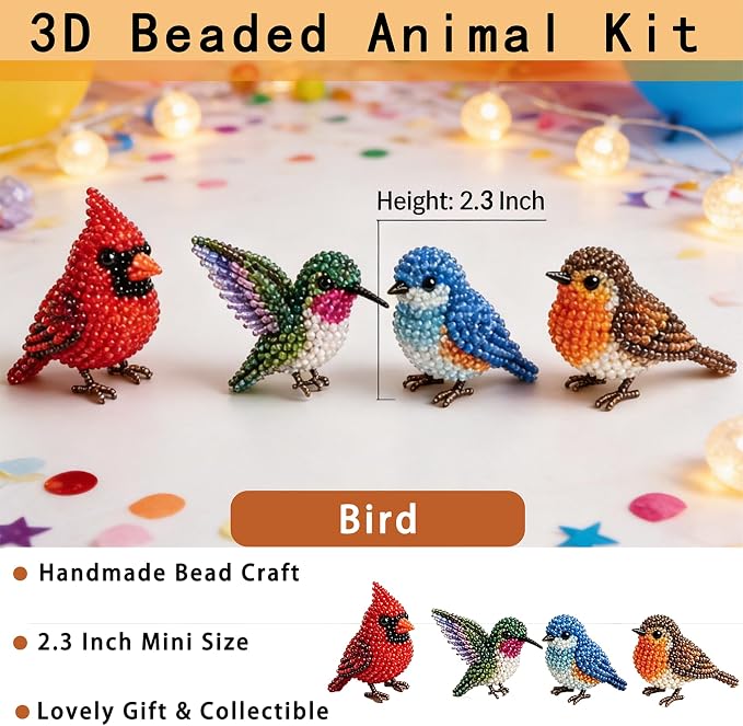 CJNEJGT Kid Friendly 3D Beaded Animal DIY Kit, Stress Relief Leisure DIY Bead - Image 4