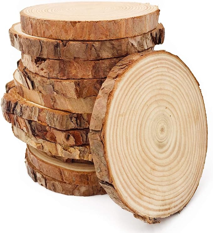 Unfinished Natural Wood Slices 12 Pcs 3.5-4 inch Craft Wood kit Circles Crafts by WilliamCraftCalifornia