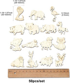 100 Pcs Unfinished Wooden Animal Cutouts Cute Blank Wood Slices - Image 2