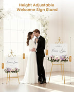 53.9" Gold Easel Stand for Sign, Heavy Duty Metal Display Easel - Image 2