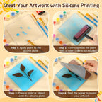 Threlaco 8 Pack Monoprinting Print Plates 6 x 6 Inch Reusable Silicone Plate - Image 3