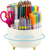 Marbrasse Desk Organizer, 360-Degree Rotating Pen Holder, 5-Compartment Pencil by Marbrasse
