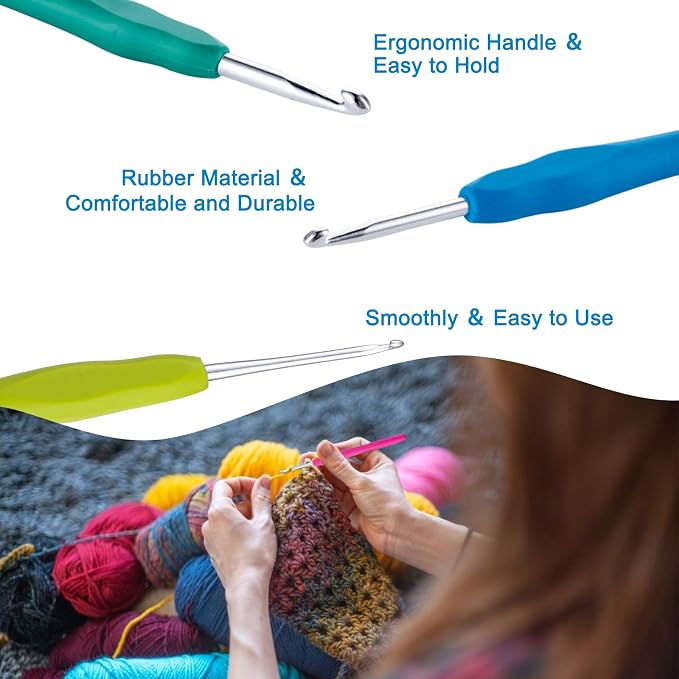 Vodiye 9 Sizes Crochet Hooks 2.0–6.0mm, Ergonomic Crochet Hook Set, Crochet - Image 3