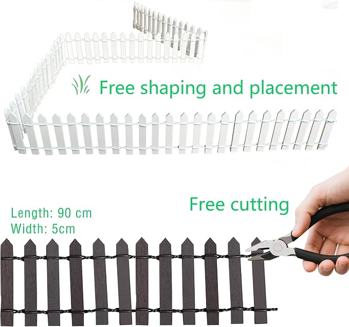 Fairy Garden Miniature Fence Accessories: Decorative White Wooden Picket Fence - Image 2