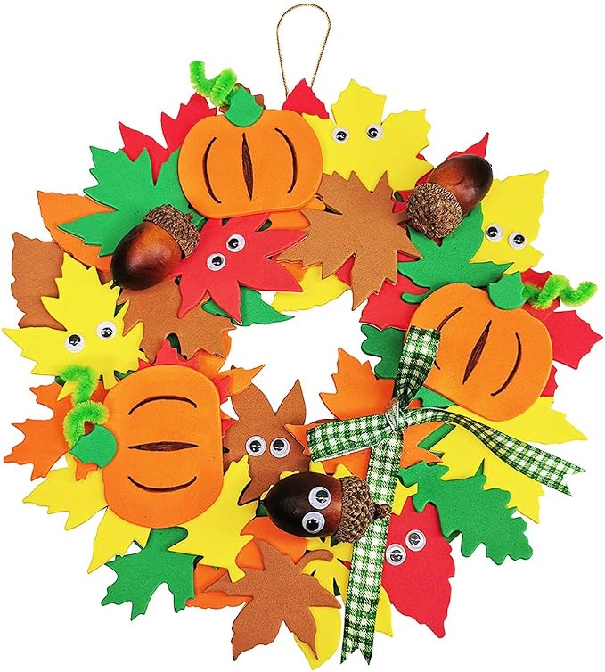 Supla 12 Kits 3D Pumpkin Fall Leaf Wreath Craft Kit DIY Thanksgiving Wreath - Image 2