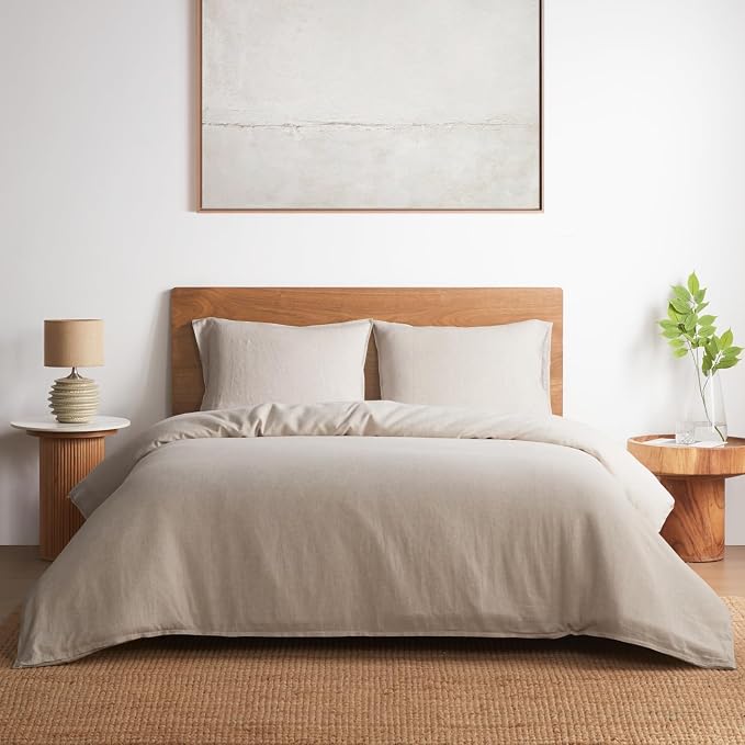 DAPU 100% Linen Duvet Cover Twin 2PCs, Pure Natural French Flax Linen Duvet by DAPU