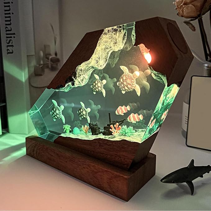 Sea Turtle Ocean Resin Lamp, Handmade Resin Night Light - Image 8